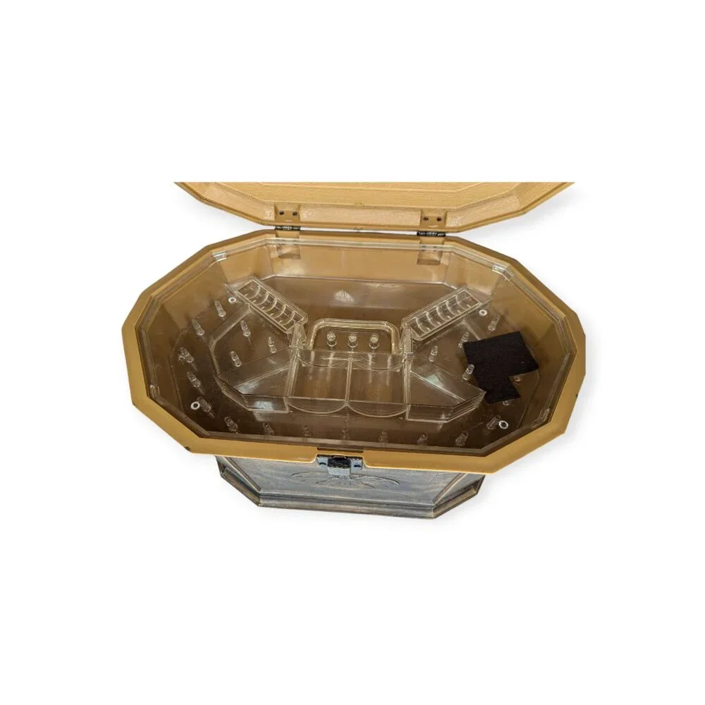 Vintage MCM Lerner Faux Wood Plastic Sewing Box w/Clear Removable Tray 9